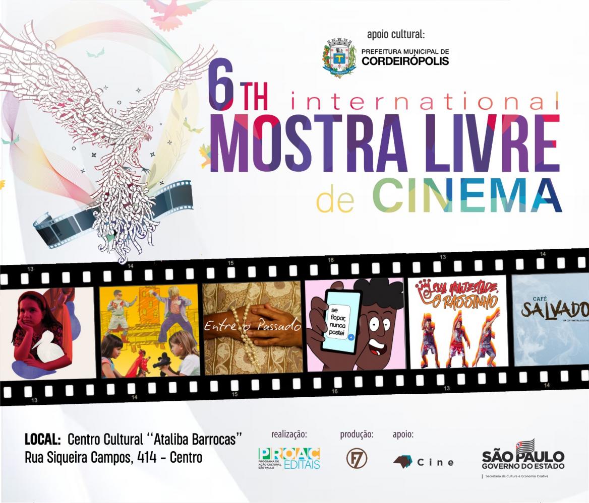 Em todas as quartas de abril, o Teatro Municipal de Cordeirópolis irá exibir uma Mostra Livre de Cinema