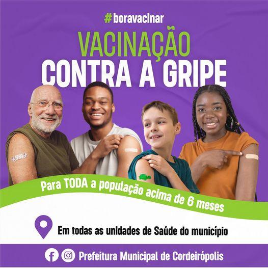 Vacina contra o vírus da gripe (Influenza) está disponível para toda a população de Cordeirópolis
