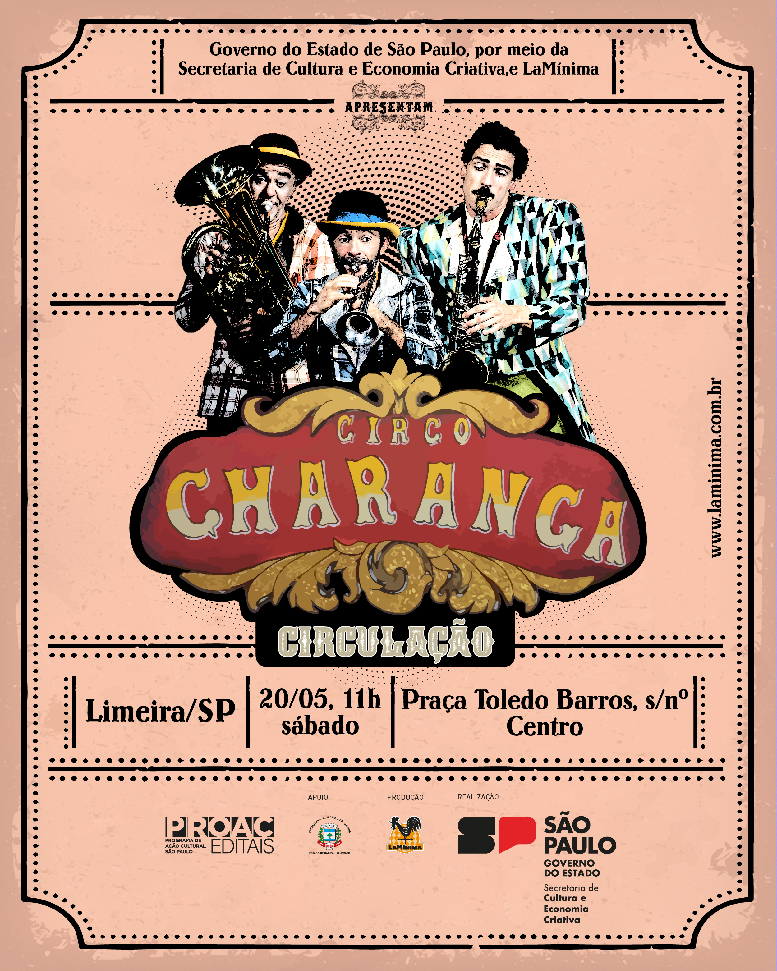 “Circo Charanga” é neste sábado (20), na Praça Toledo Barros em Limeira