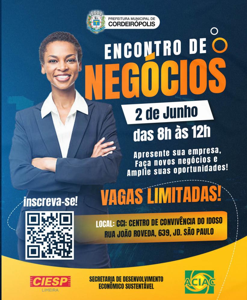 Cordeirópolis sediará Encontro de Negócios dia 02 de junho