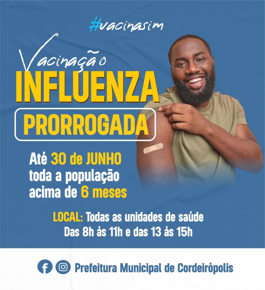 Secretaria da Saúde prorroga Campanha contra Influenza para população acima de seis meses até 30 de junho