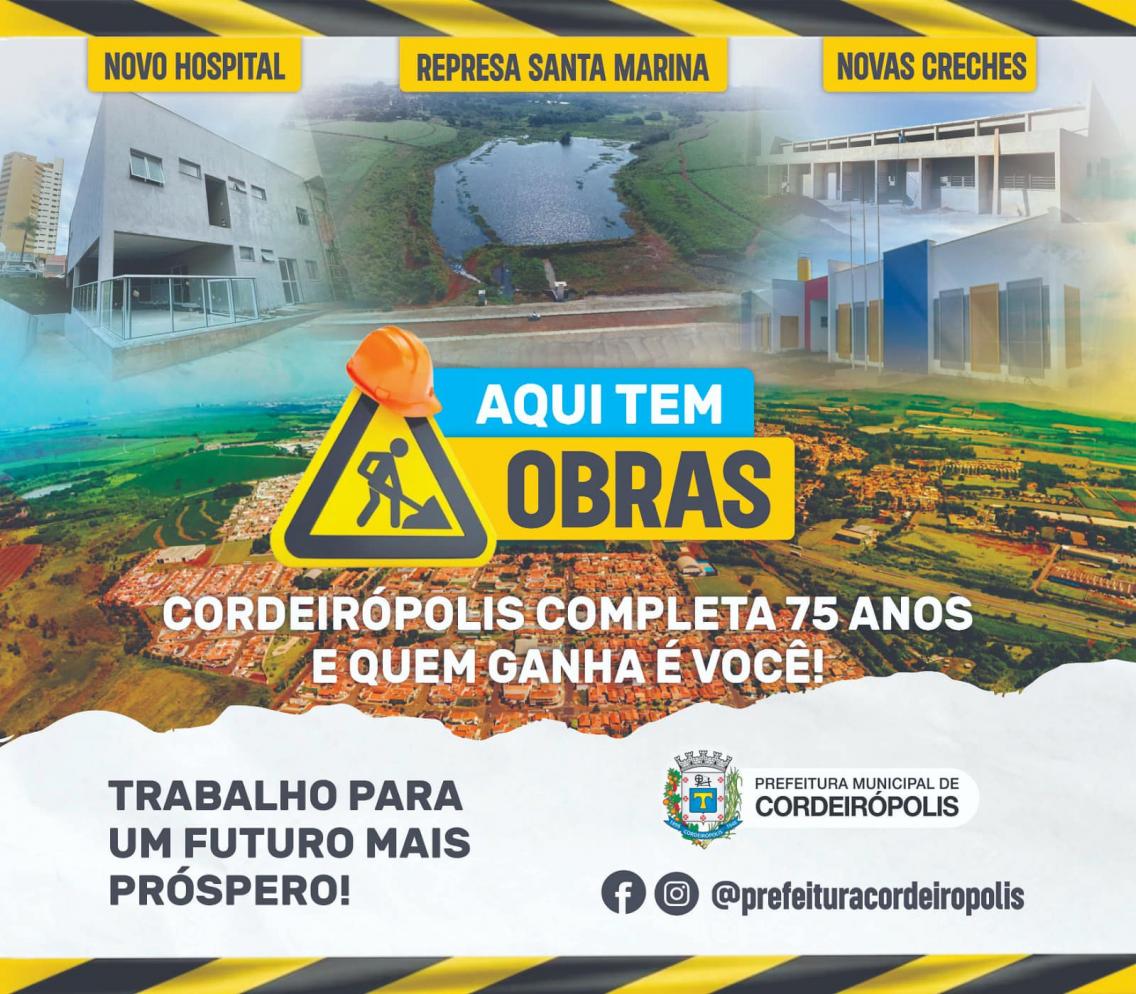 Cordeirópolis celebra 75 anos e ganha obras importantes para o futuro