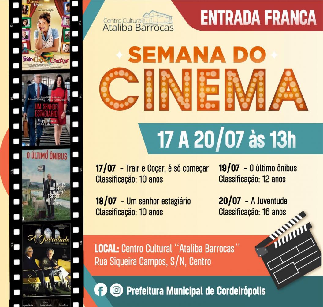 Cordeirópolis promoverá Semana do cinema