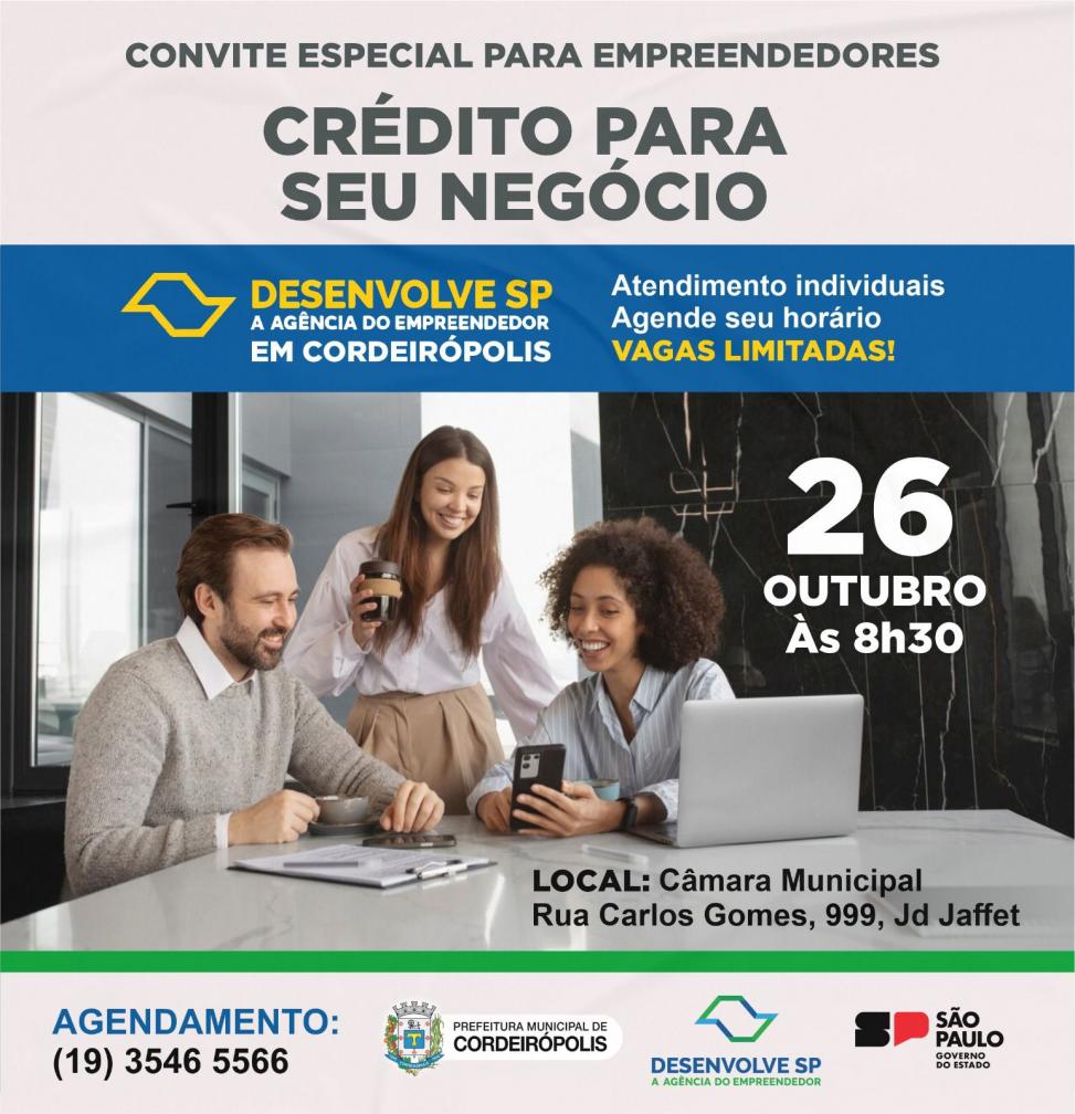 Prefeitura promove orientação para empreendedores de Cordeirópolis sobre linhas de crédito da Desenvolve SP