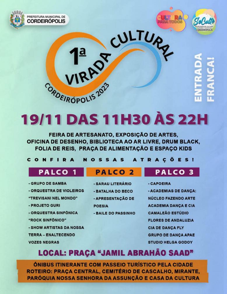 Virada Cultural promove apresentações gratuitas em Cordeirópolis