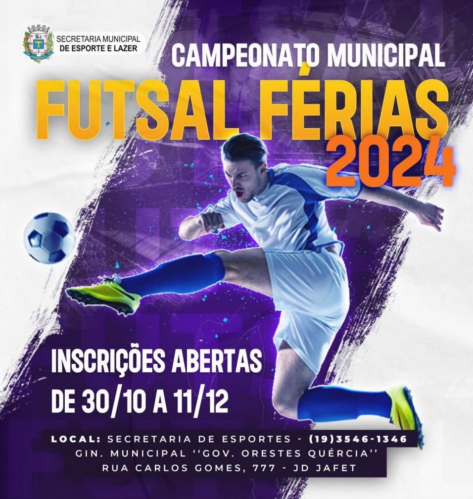 Inscrições para o Campeonato Municipal Futsal de Férias 2024