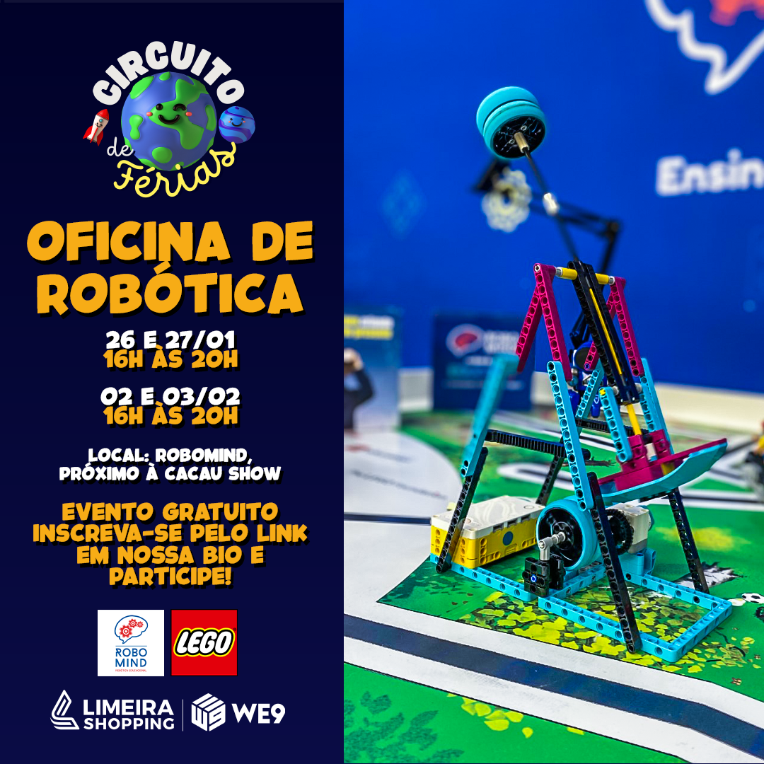 Limeira Shopping oferece Oficinas de Robótica da Lego com inscrições gratuitas
