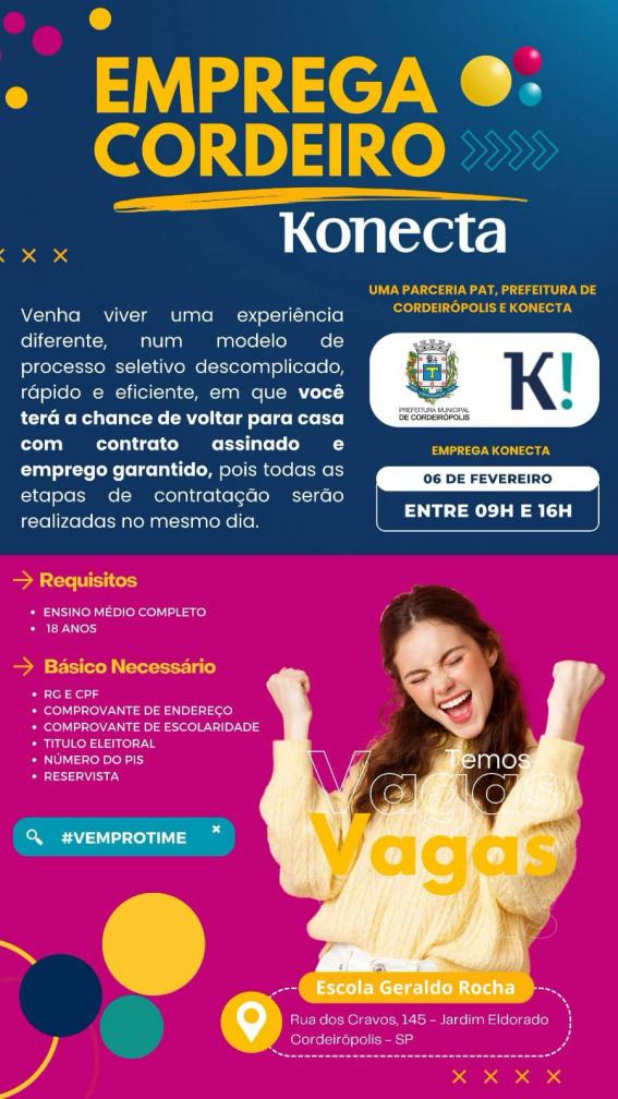 Emprega Cordeiro Konecta oferece mais de 100 vagas de emprego