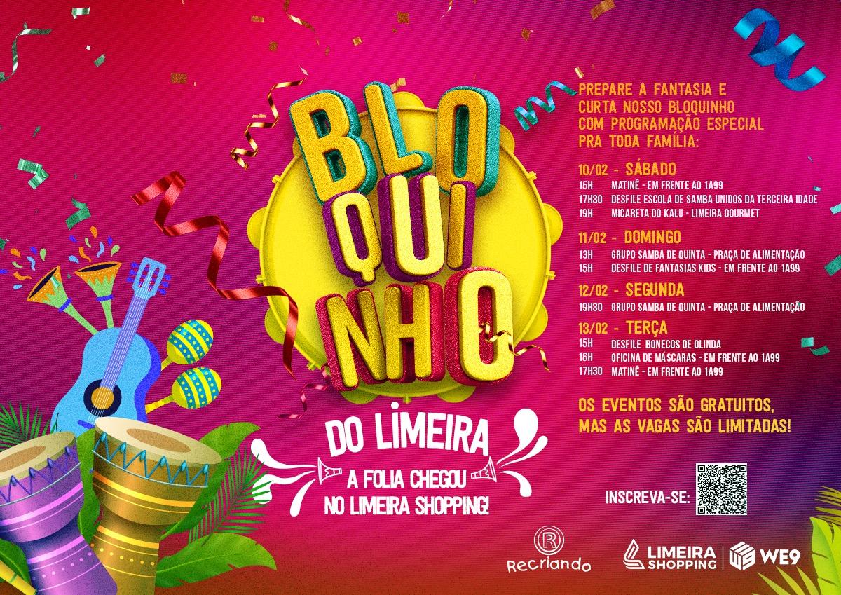 Carnaval no Limeira Shopping começa neste sábado com escola de samba, matinê e show