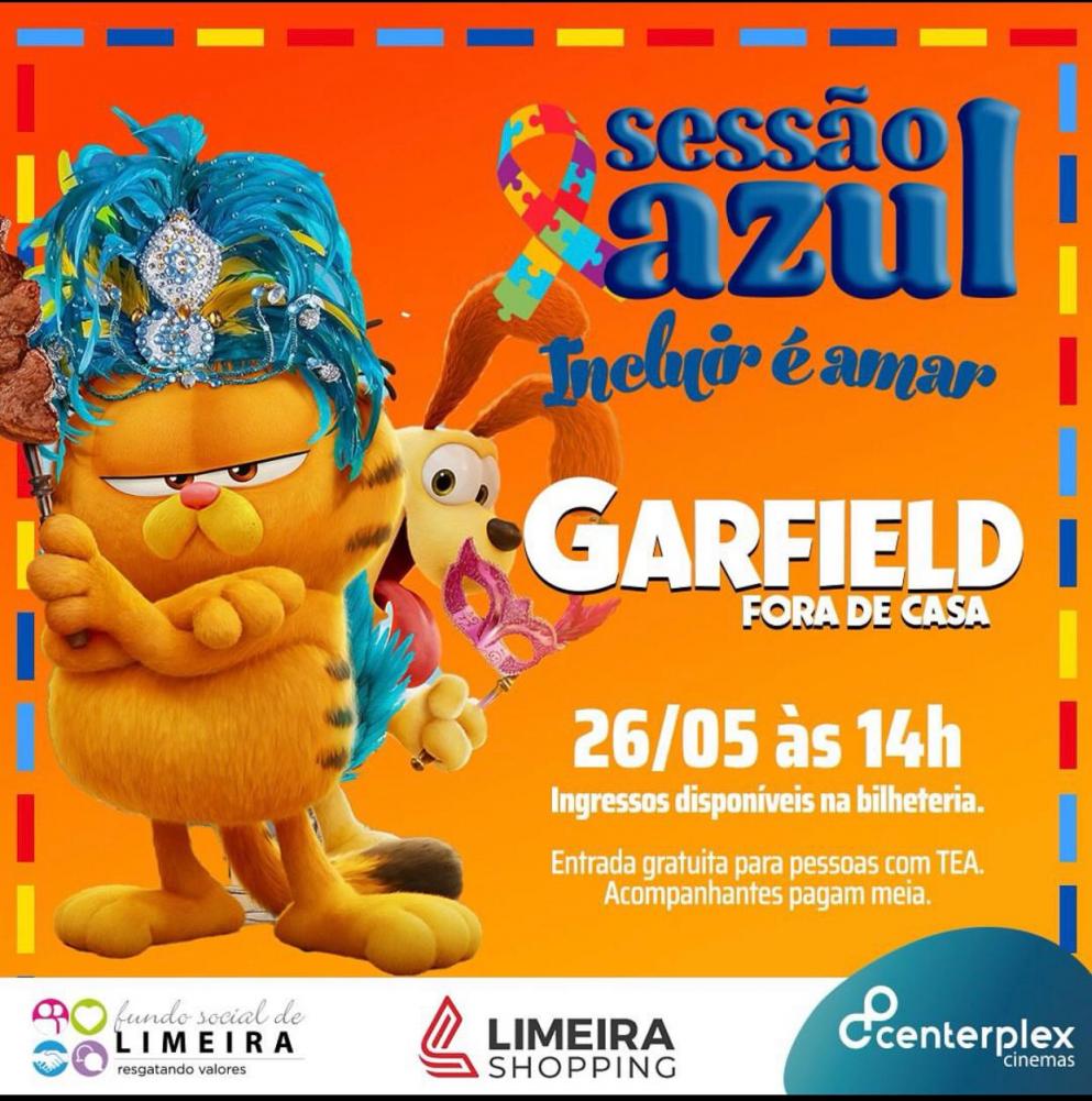 Sessão Azul exibe “Garfield” com entrada gratuita para autistas em Limeira